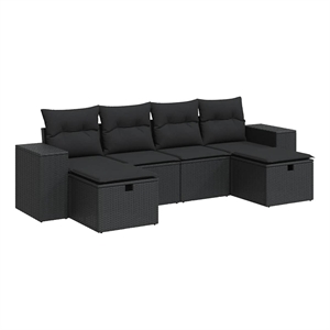 vidaXL 6 Piece Steel Sofa Set in Black