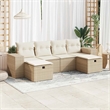 vidaXL 6 Piece Poly Rattan Sofa Set in White/Cream/Beige