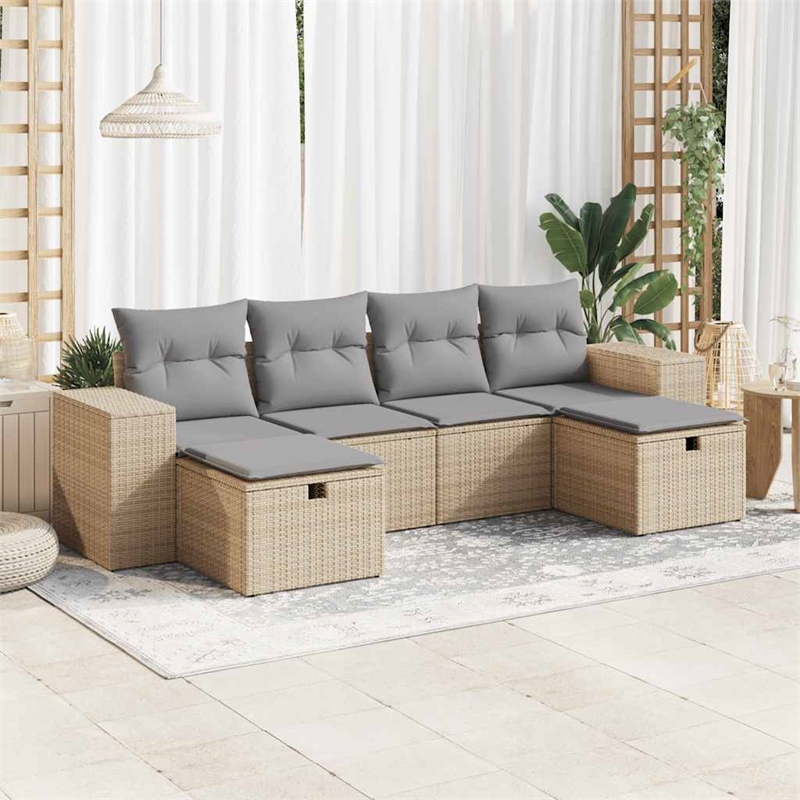 vidaXL 6 Piece Medium Sofa Set in Beige
