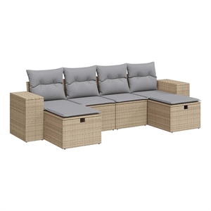 vidaXL 6 Piece Medium Sofa Set in Beige