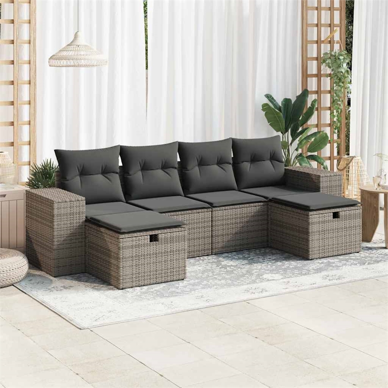 vidaXL Poly Rattan Large Sofa Set in Gray