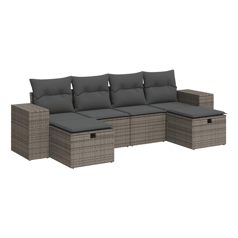 vidaXL Poly Rattan Large Sofa Set in Gray