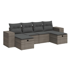 vidaXL Poly Rattan Large Sofa Set in Gray