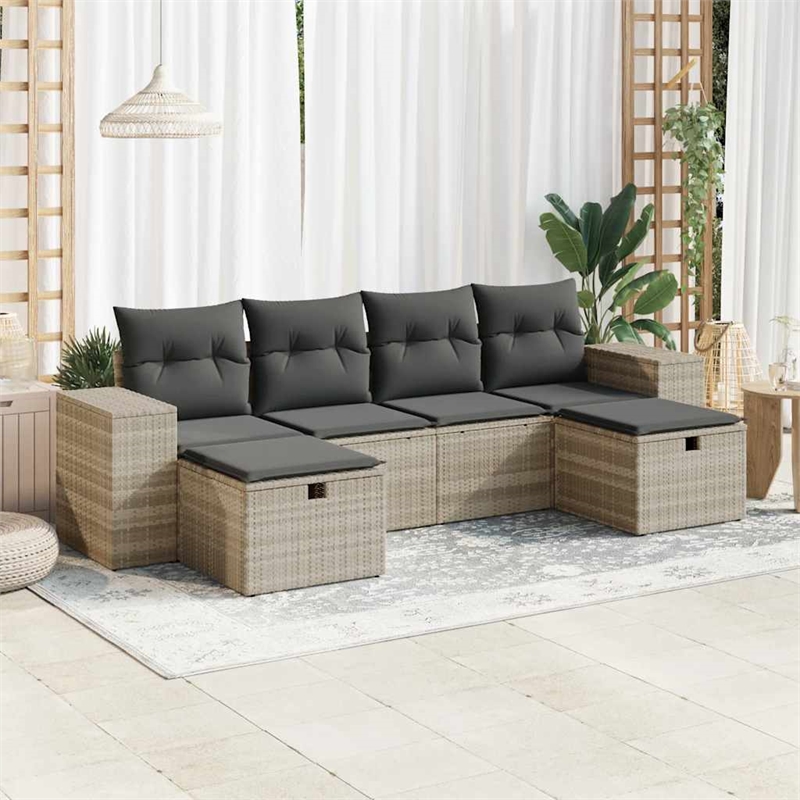 vidaXL 6 Piece Steel Sofa Set in Gray