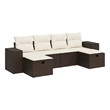 vidaXL 6 Piece Sofa Set in White/Brown/Cream