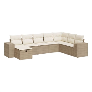 vidaXL 8 Piece Poly Rattan Sofa Set in Beige