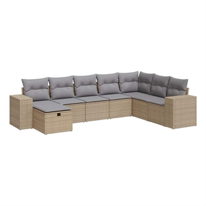 vidaXL 8 Piece Poly Rattan Large Sofa Set in Beige