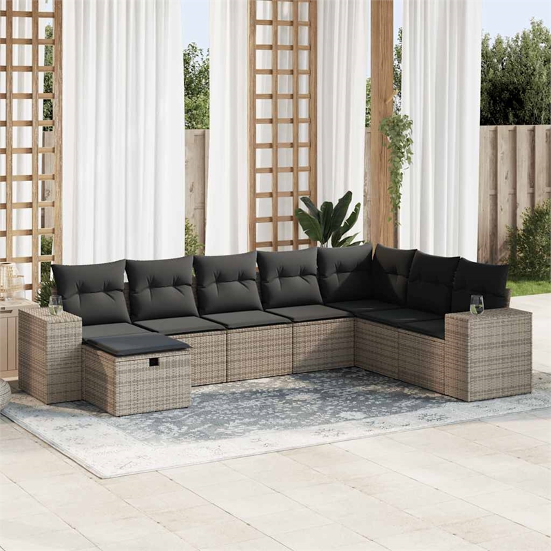 vidaXL 8 Piece Steel Sofa Set in Gray