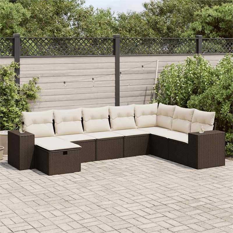 vidaXL 8 Piece Sofa Set in White/Brown/Cream