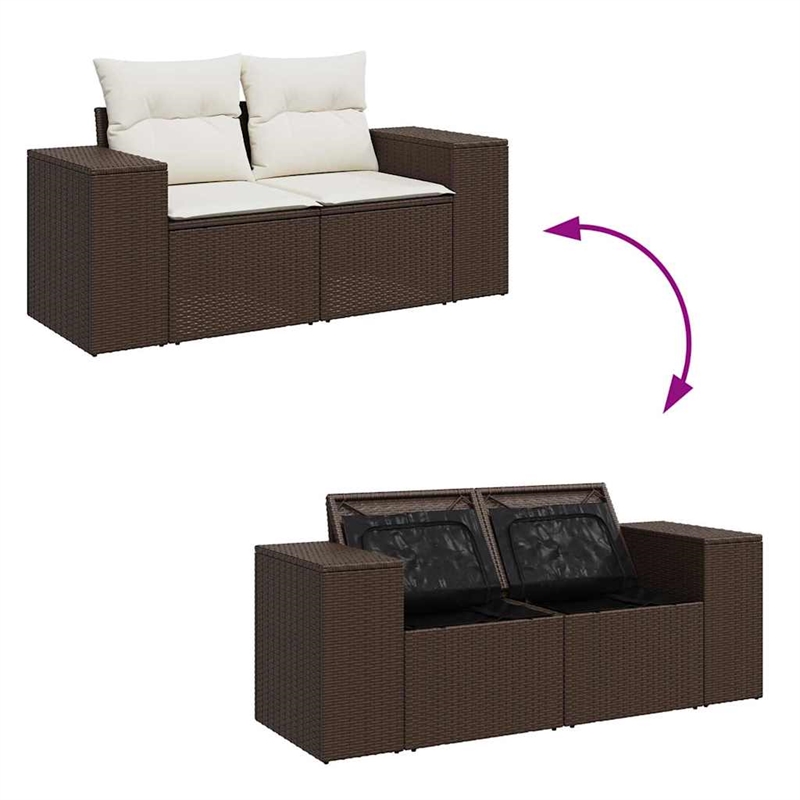 vidaXL 8 Piece Sofa Set in White/Brown/Cream