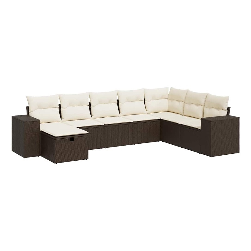 vidaXL 8 Piece Sofa Set in White/Brown/Cream