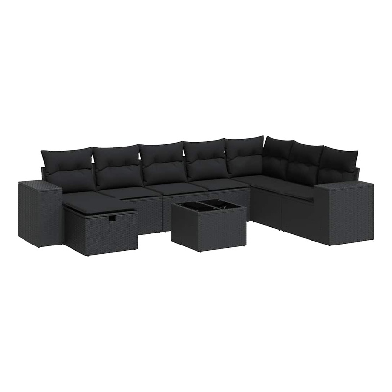 vidaXL 9 Piece Steel Sofa Set in Black