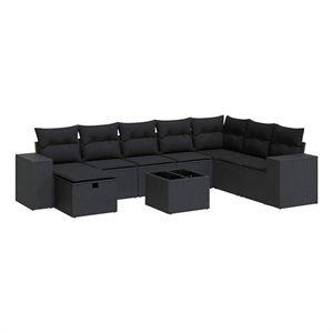 vidaXL 9 Piece Steel Sofa Set in Black