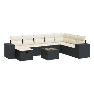 vidaXL 9 Piece Poly Rattan Small Sofa Set in Black