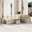 vidaXL 9 Piece Poly Rattan Large Sofa Set in Beige