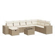 vidaXL 9 Piece Poly Rattan Large Sofa Set in Beige