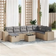 vidaXL 9 Piece Poly Rattan Sofa Set in Gray/Beige