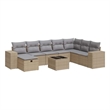 vidaXL 9 Piece Poly Rattan Sofa Set in Gray/Beige