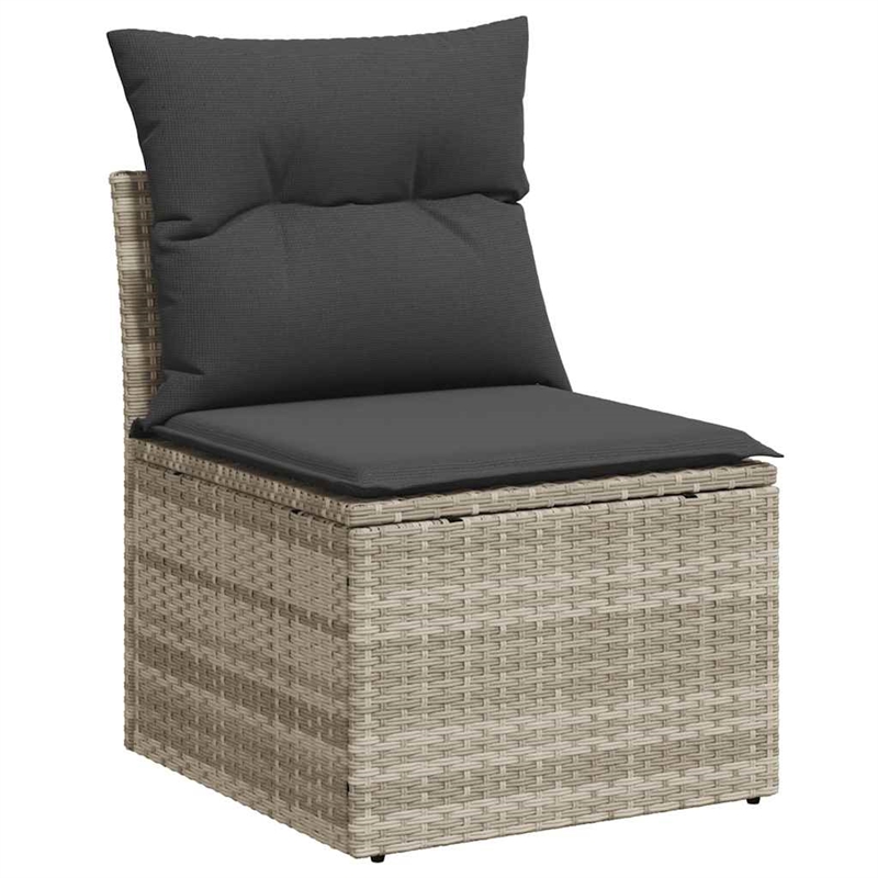vidaXL Poly Rattan Large Sofa Set w/ Removable Covers in Gray