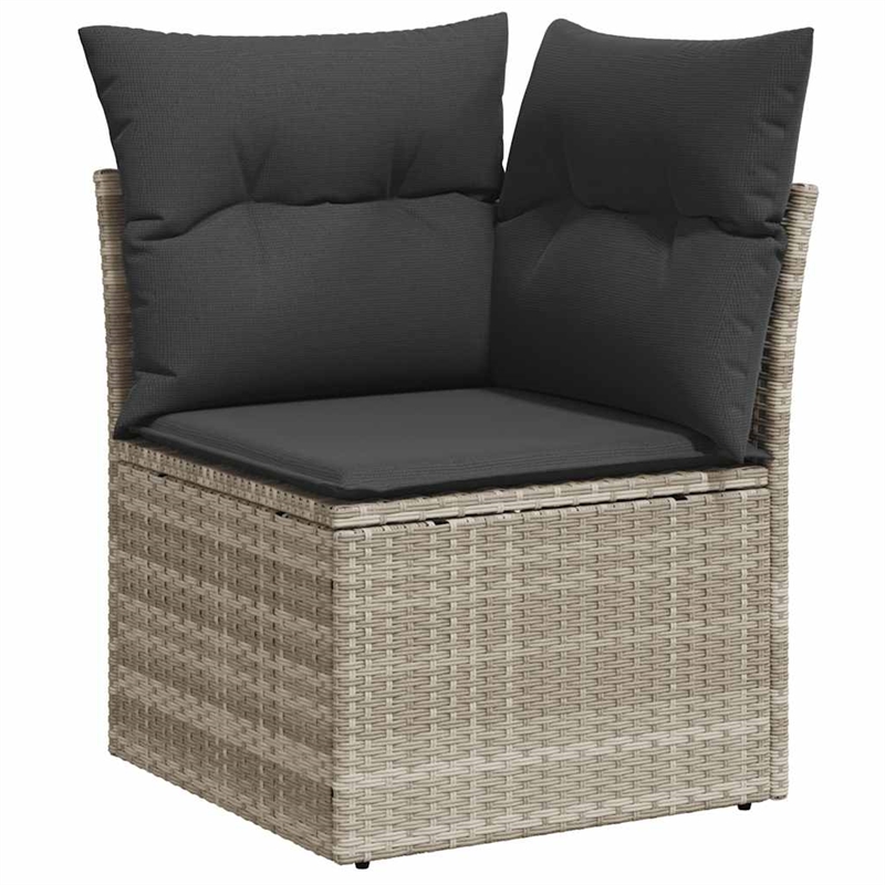 vidaXL Poly Rattan Large Sofa Set w/ Removable Covers in Gray