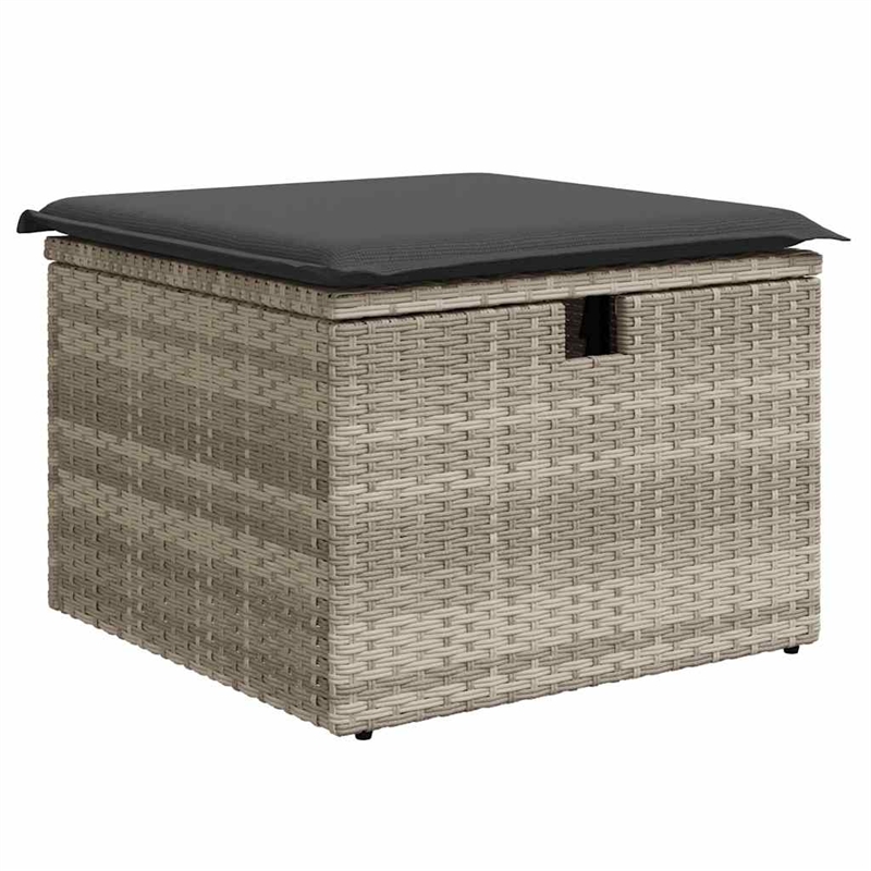 vidaXL Poly Rattan Large Sofa Set w/ Removable Covers in Gray