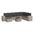 vidaXL Poly Rattan Large Sofa Set w/ Removable Covers in Gray