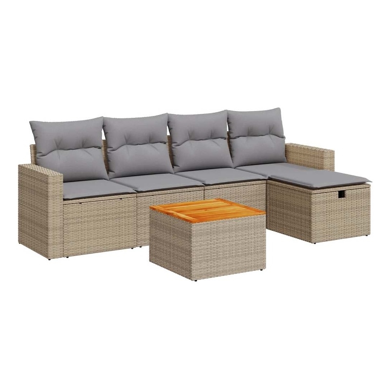 vidaXL 6 Piece Steel Small Sofa Set in Beige