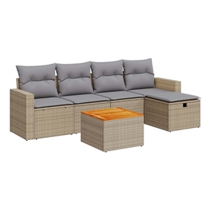 vidaXL 6 Piece Steel Small Sofa Set in Beige