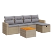 vidaXL 6 Piece Steel Small Sofa Set in Beige