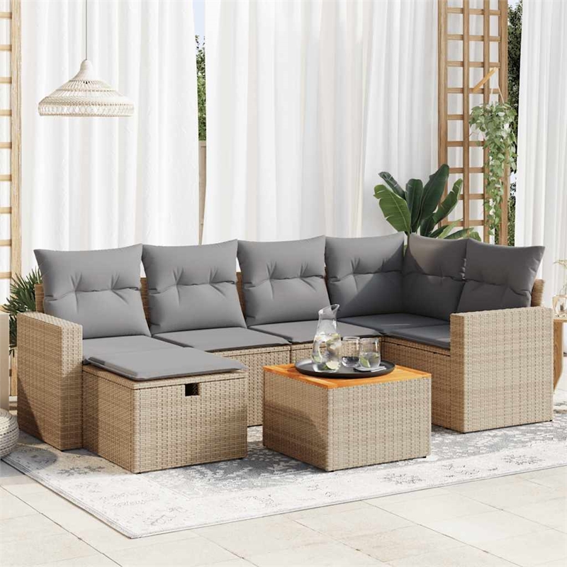 vidaXL 7 Piece Sofa Set in Beige