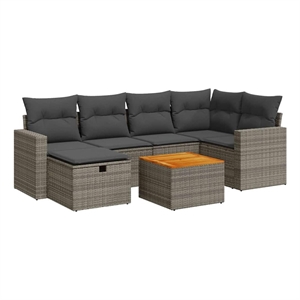 vidaXL 7 Piece Solid Acacia Wood Sofa Set in Gray