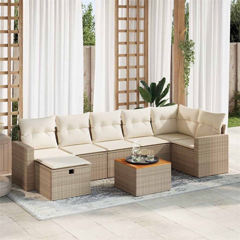 vidaXL 8 Piece Steel Sofa Set in Beige