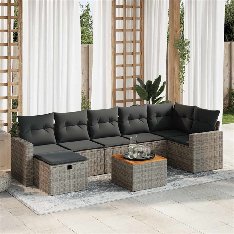 vidaXL 8 Piece Poly Rattan Sofa Set in Gray