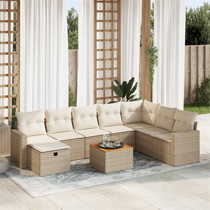 vidaXL 9 Piece Sofa Set in White/Cream/Beige