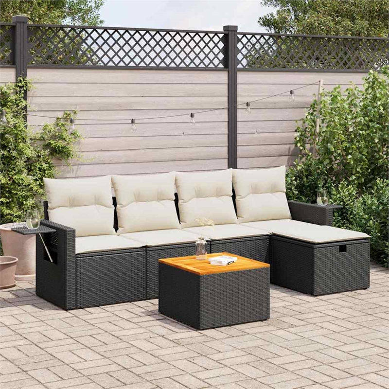 vidaXL 6 Piece Sofa Set in Black/White/Cream