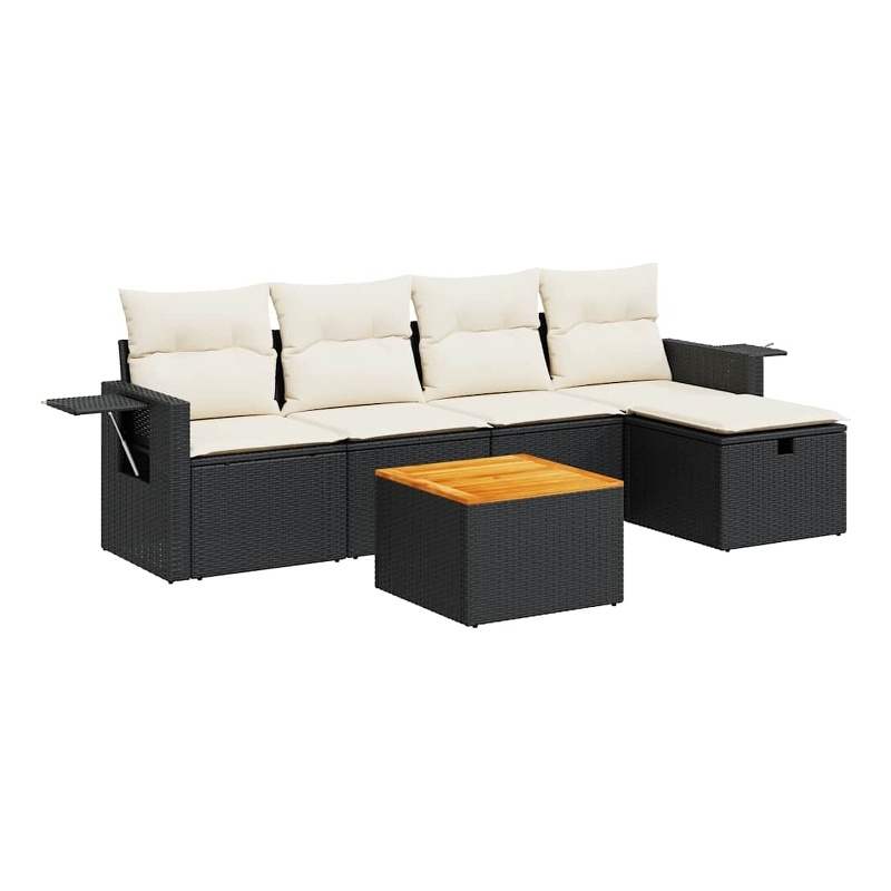 vidaXL 6 Piece Sofa Set in Black/White/Cream