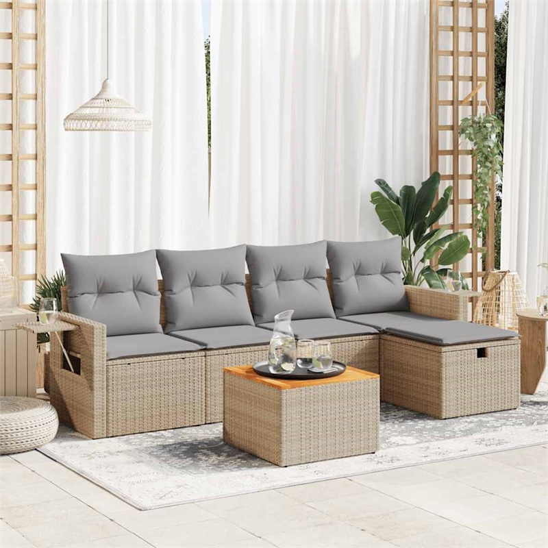 vidaXL 6 Piece Steel Sofa Set in Gray/Beige