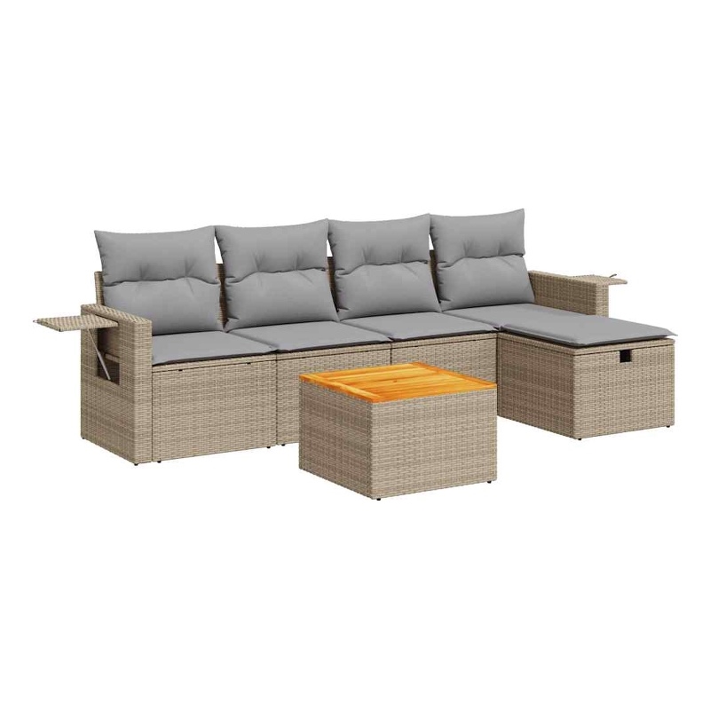 vidaXL 6 Piece Steel Sofa Set in Gray/Beige