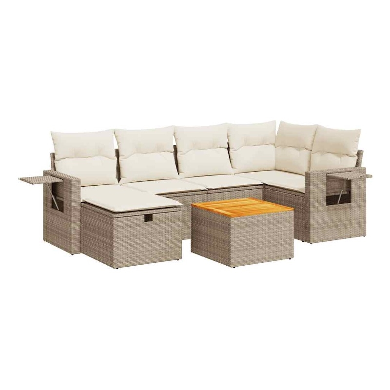 vidaXL 7 Piece Steel Sofa Set in White/Cream/Beige