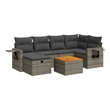 vidaXL 7 Piece Solid Acacia Wood Large Sofa Set in Gray