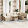 vidaXL 9 Piece Solid Acacia Wood Large Sofa Set in Beige