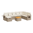 vidaXL 9 Piece Solid Acacia Wood Large Sofa Set in Beige