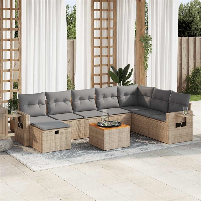 vidaXL 9 Piece Sofa Set in Gray/Beige