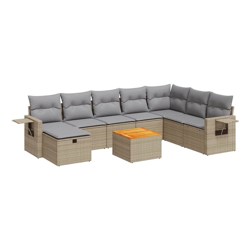 vidaXL 9 Piece Sofa Set in Gray/Beige
