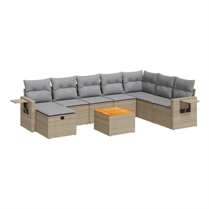 vidaXL 9 Piece Sofa Set in Gray/Beige