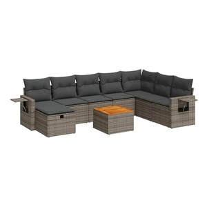 vidaXL 9 Piece Poly Rattan Sofa Set in Gray