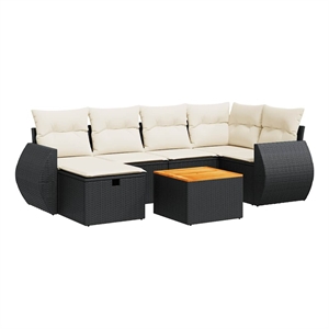 vidaXL 7 Piece Sofa Set in Black/White/Brown/Cream