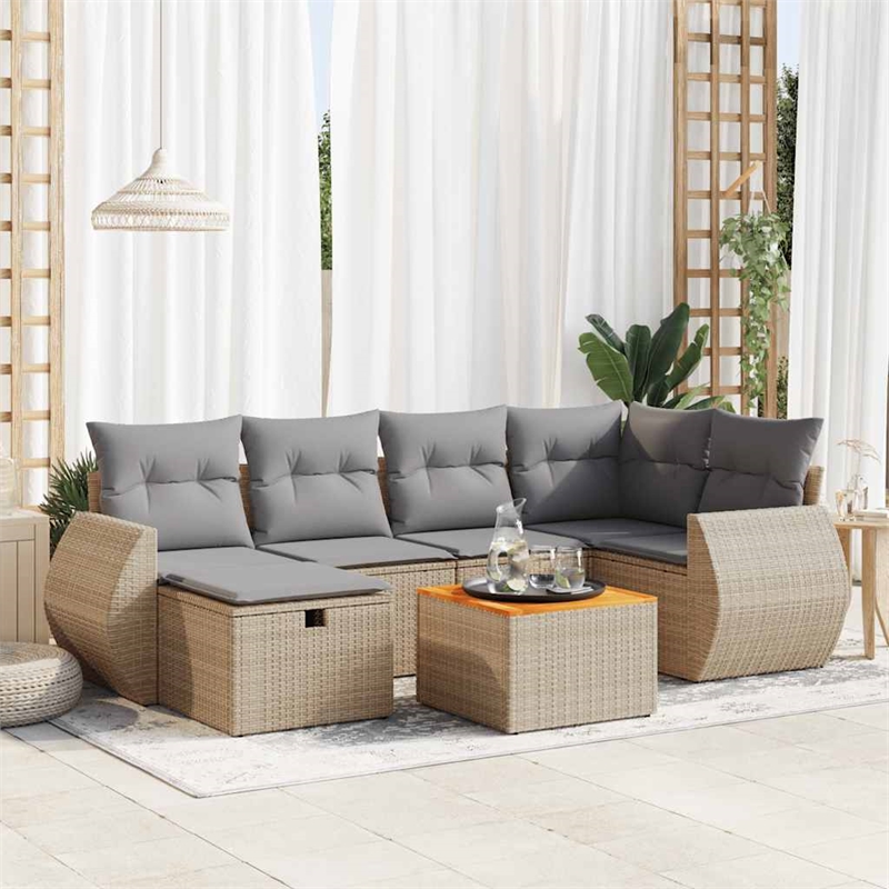vidaXL 7 Piece Sofa Set in Gray/Beige