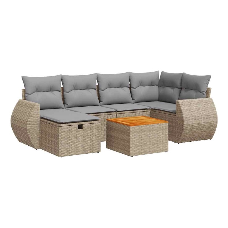 vidaXL 7 Piece Sofa Set in Gray/Beige