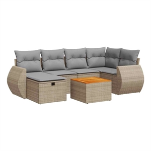 vidaXL 7 Piece Sofa Set in Gray/Beige